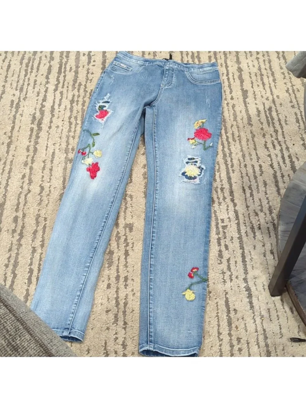 French Dressing Jeans with floral embroidery